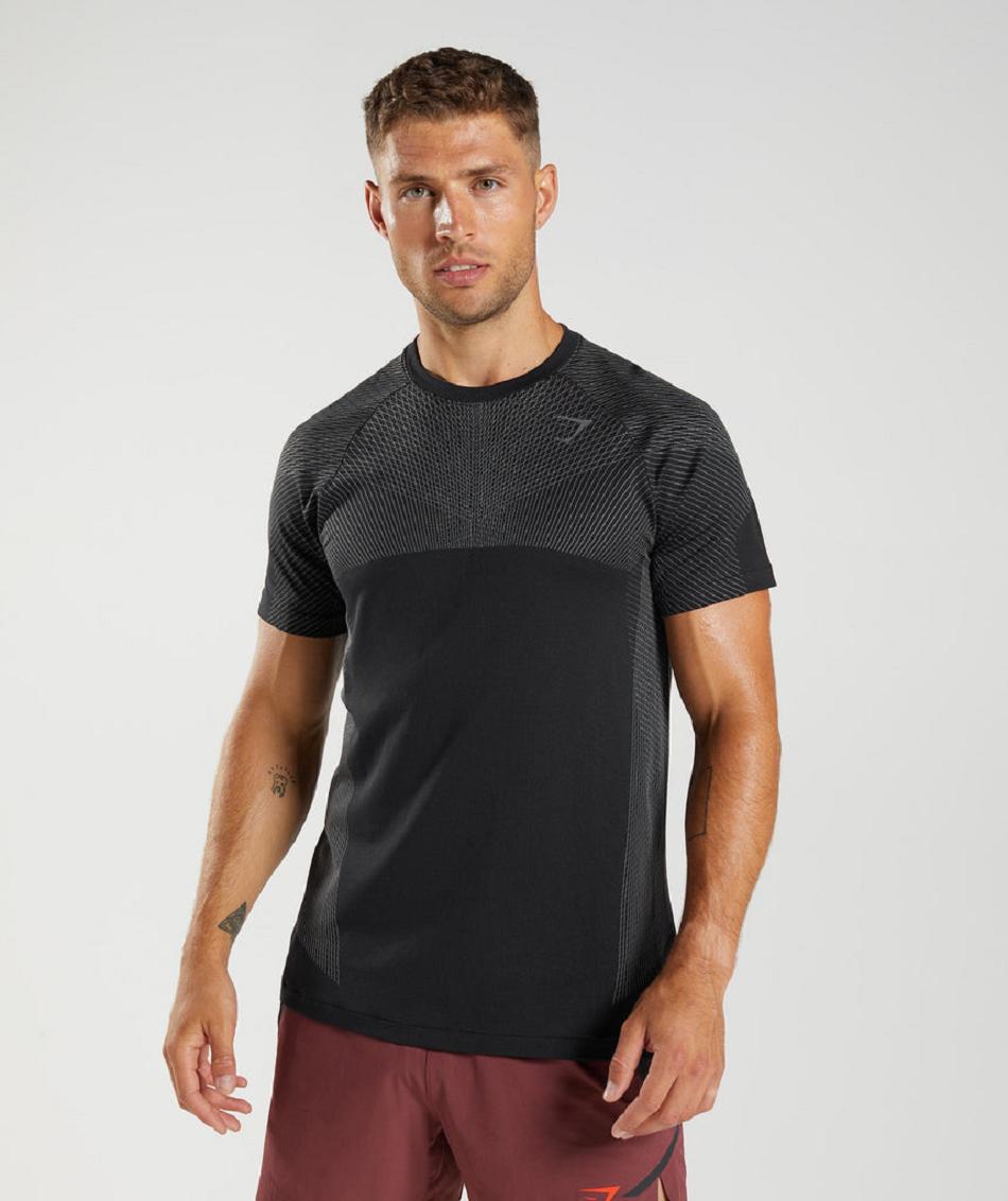 T Shirts Gymshark Apex Seamless Hombre Negras Gris | CO 3330OKI